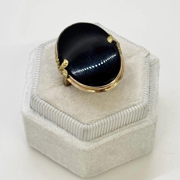 10k Onyx Ring Sz 6 - Picture 1 of 5